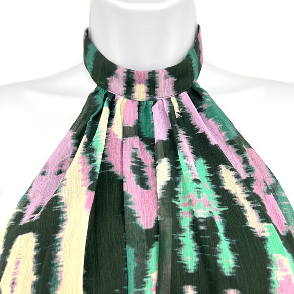 Chelsea28 Abstract Halter Tiered A-Line Mini Dress Purple Turquoise XS NWOT - Picture 3 of 8